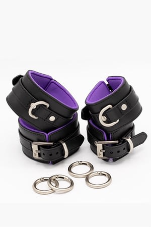 Bondage Set für Hand- und Fußgelenke black-purple M